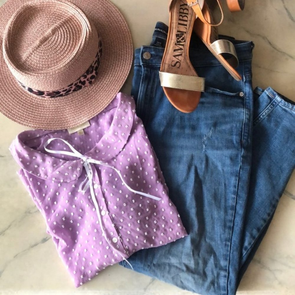 ModCloth Lilac Swiss Dot Blouse w/Peter Pan Collar